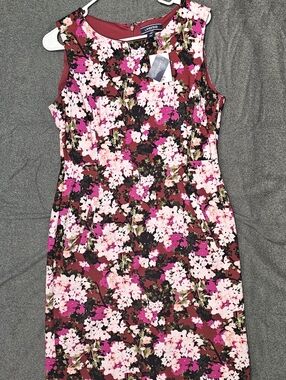 Lands' End Pink & Magenta Floral Sleeveless Mini Dress